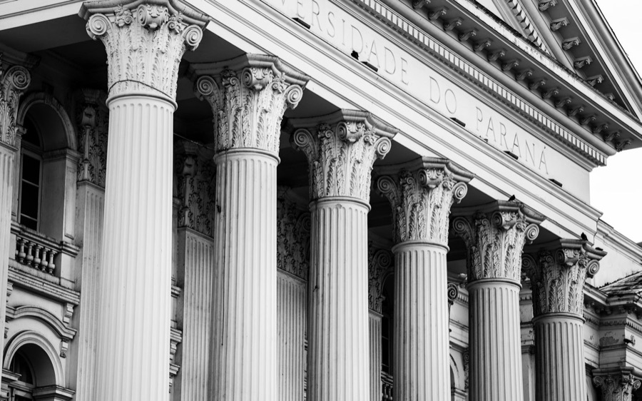 Neoclassical government building colonnade